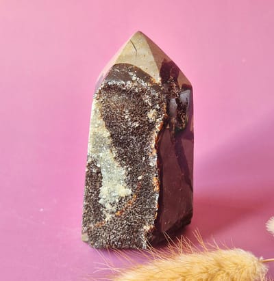 Druzy Septarian Toren – 455g Kracht & Spirituele Rust Drakensteen Septarie obelisk statement piece