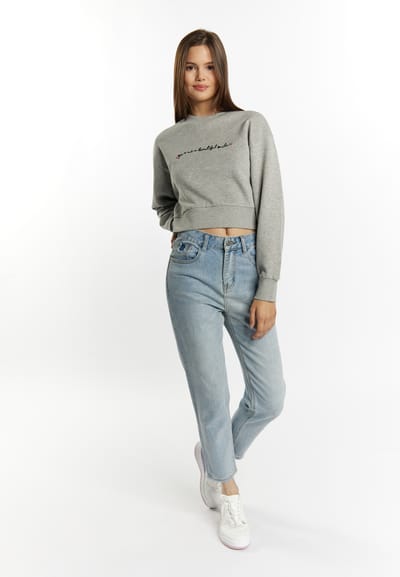 Mymo Cropped sweatshirt Dames grijs melange