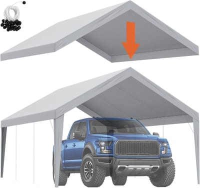 Luifel Vervangende Hoes - Tentzeil Garagedak - Voertuig Beschermen - Waterdicht UV-bestendig - 40 x 61 m - Grijs
