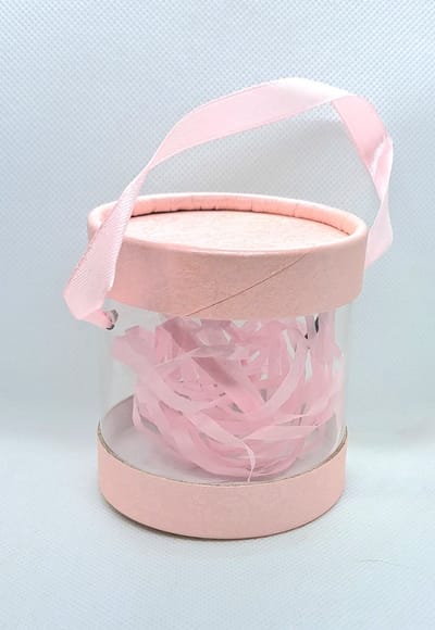 10 stuks roze koker doosje karton acryl met lintje
