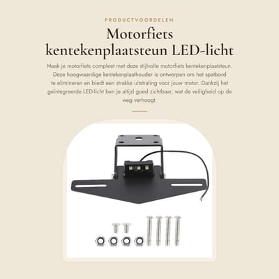 Dailygoods- Kentekenplaathouder met LED-licht - Kentekenplaathouder motor - Kentekenplaathouder spatbord - Kentekenplaat klemmen - Schokbestendig - Duurzaam