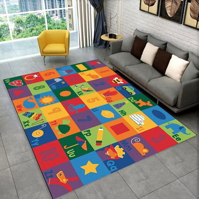 ABC Cartoon Alfabet Kinderen Kruipen Kinderen Speelkamer Vroege Educatie Gebied Tapijt, Tapijt voor Woonkamer Slaapkamer Bank, Antislip Mat 40x60cm
