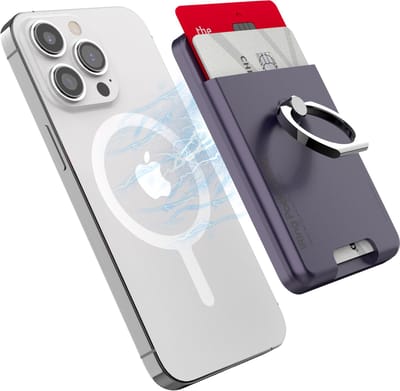 Magsafe Wallet - Magsafe Kaarthouder - iRing Pocket Mag - Telefoon Ring - Telefoonhouder & Standaard - Pasjeshouder iPhone - Telefoon Ring - Telefoon standaard - Magnetisch - Donker paars