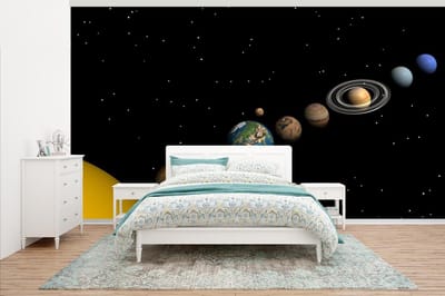 Behang - Fotobehang Conjunctie bij het zonnestelsel - Breedte 430 cm x hoogte 240 cm