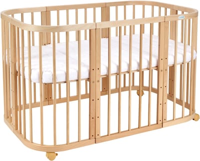 Multifunctioneel 7 in 1 Babybed / peuterbed incl. matras - Naturel