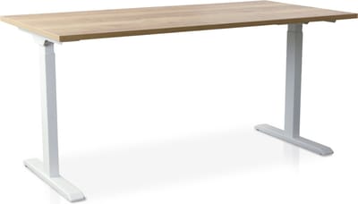 Zit-sta bureau snelslinger verstelbaar - MRC FAST FLEX | 160 x 80 cm | frame wit - blad robuust eiken