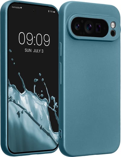 kwmobile metallic telefoonhoesje van TPU - geschikt voor Google Pixel 9 Pro - Flexible case voor smartphone - In Metallic carabisch blauw