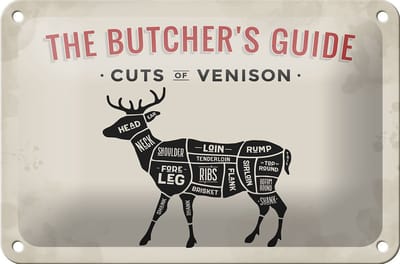 Blechschild Reh 18x12cm cuts of Venison Metzgerei