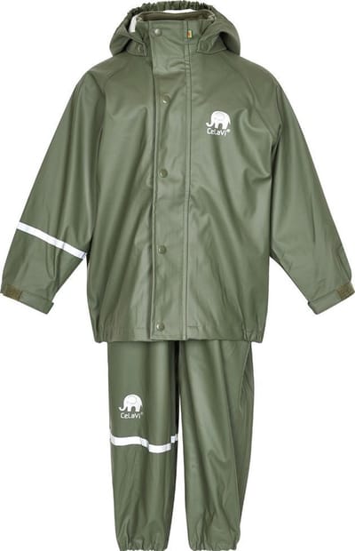 CeLavi Regenpak kinderen - Donker groen - maat 80 (80-86cm)