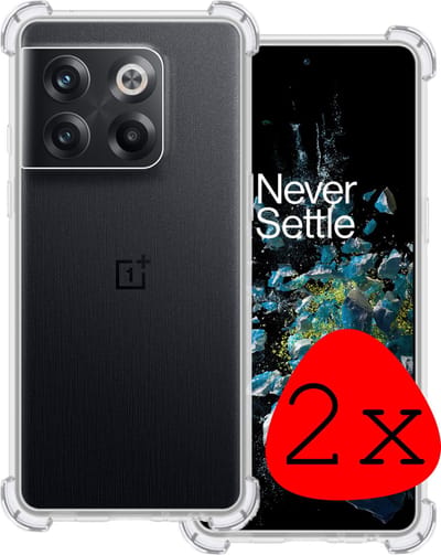 Hoesje 2 Stuks - Geschikt voor OnePlus 10T - Sterk & Shockproof - Siliconen Case - Back Cover - Telefoon Hoes Shock Proof - Transparant
