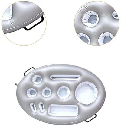 Opblaasbare Drankhouder - Zwembad Drankhouder - Drijvende Bekerhouder Voor Pool Party en Waterpret - Zilver PVC