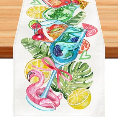 Tafelloper zomer, 33 x 183 cm, outdoor, tafelloper, zomer, strand, zomerdecoratie, keukentafeldecoratie, zomerfeest, strandfeest/C