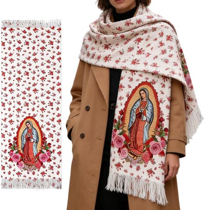 Maria sjaal - Deken voor dames - Gebed en reizen - Zacht en warm - 180 x 70 cm - Geel