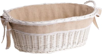 Rieten Haardmand - Wilgenhout mand - Haardhout Opslag - Handgevlochten Decoratief - 60 x 44 x 23 cm - Beige