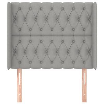 vidaXL - Hoofdbord - met - randen - 93x16x118/128 - cm - stof - lichtgrijs