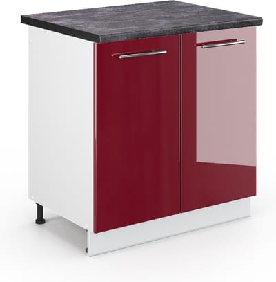 Vicco Fame-Line Wastafelkast – 80 cm, WB Antraciet Bordeauxrode hoogglans