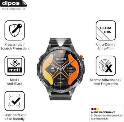 dipos – 6x Matte Beschermfolie geschikt voor Stahlgear Zeus 2.0 1.75 Zoll | Krasbestendige & antireflecterende Screenprotector Ultra-Thin
