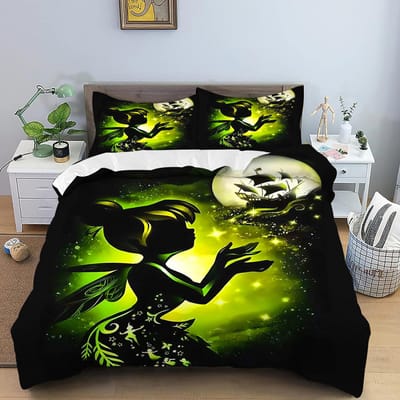 Tinkerbell Dekbedovertrek Cartoon Digitale Print Huis Kussensloop Set Volwassen Slaapkamer Kinderen Dekbed Beddengoed 150x200cm