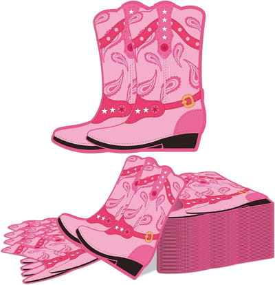 40 Western Boot Servetten 33x33cm Cowgirl Cowboy Papieren Servetten voor Landelijk Baby Shower, Vrijgezellenfeest en Verjaardagsfeest met Rodeo Thema