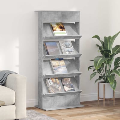 vidaXL - Tijdschriftenrek - Beton - Grijs - 70 - x - 41 - x - 156 - cm - Bewerkt - hout