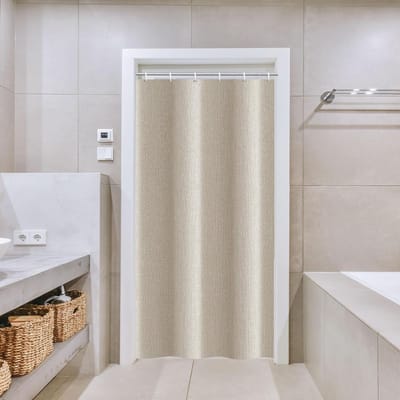 Famanu – Douchegordijn beige 100 x 200 cm – waterafstotend textiel, machinewasbaar