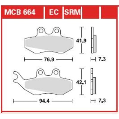 Bremsbelagsatz, ohne Straßenzulassung TRW MOTO MCB664EC