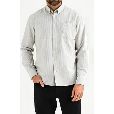 Butcher of Blue Aidan Oxford Stripe Shirt Lava Size: S | Casual Shirts Outlet | Heren | Wit