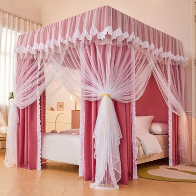 Hemelbed Gordijnen - Kamer Verduistering - Slaapkamer Decoratie - Dubbellaags Gaasontwerp - Diverse Maten - Rood