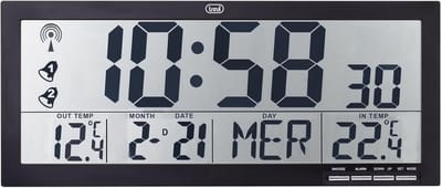Wandklok met Display - Digitale Klok - Weer Informatie - Draadloze Buitensensor - 37 cm - Zwart