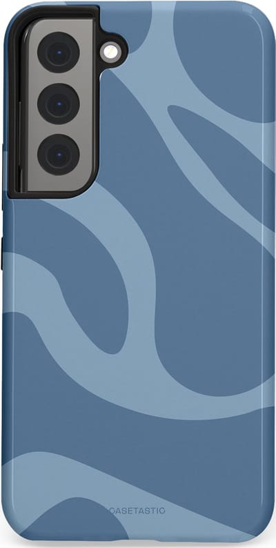 Casetastic hoesje geschikt voor Samsung Galaxy S22 - Dubbellaagse bescherming - Blauwe Water Golven - Fashion Case - Grijs Lichtblauw