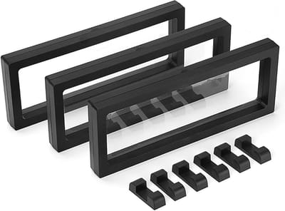 Drie-delige zwevende 3D display standaard voor medailles, antieke munten en sieraden 23x9x1.8cm (Zwart)