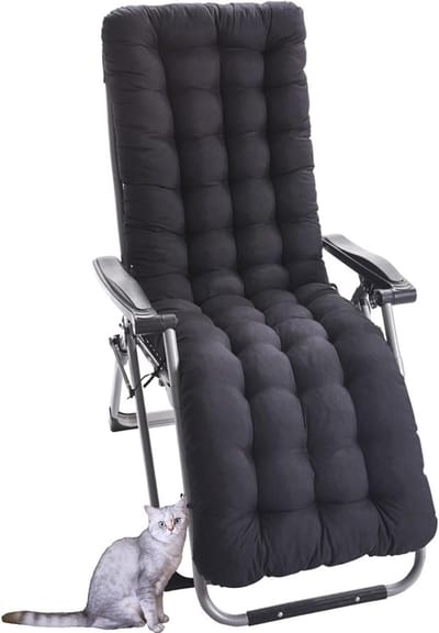 Ligstoelkussen - Schommelstoelkussen - Buiten Ontspannen - Antislip Ontwerp - 170 x 48 cm - Zwart