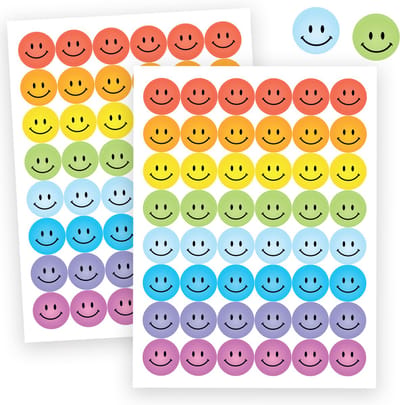 Smiley Beloningsstickers Pastel – 192 Stickers - 4 Stickervellen