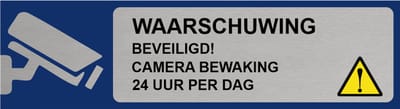 CombiCraft Aluminium deurbordje Waarschuwing camerabewaking 165x45mm - per stuk