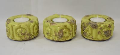 ZoeZo Design - 3 stuks - waxinelichtjes - vintage - groen - H4 x Ø 8 cm - stoer - robuust - sober