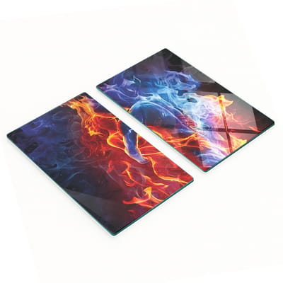 Decoratieve glazen snij- en serveerplanken met stoomeffect (2x30x52 cm)