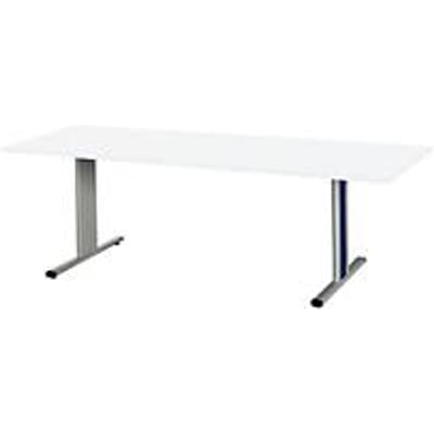 Schäfer Shop  Select Planova vergadertafel, rechthoekig, 2000 x 800 mm, wit, accentlijsten gentiaanblauw