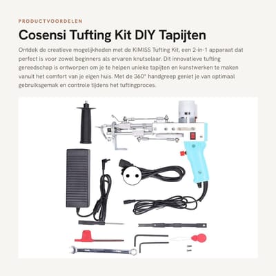 Dailygoods- Tufting Kit 2-in-1 - Accu - 360° Handgreep - Veiligheidsfunctie - DIY Breien - Creatieve Mat - Tapijt Tuftmachine