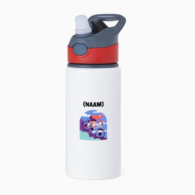 Hacebo® - Mountainbike met eigen naam waterfles met rietje rood - Sport - Mountainbiker - Sport - water fles - 650ML