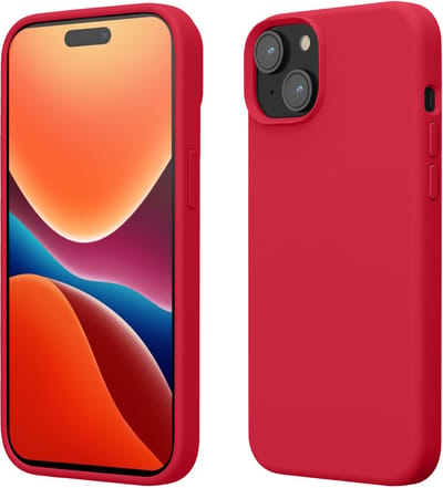 kwmobile Case voor iPhone 15 - Slank TPU-Hoesje met Zachte Afwerking - In granaatappelrood
