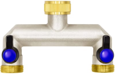 2-weg waterverdeler 16584, 1,9 cm (3/4 inch), messing, 2 kogelkranen