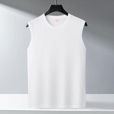 Zomer Heren T-shirt Katoen Vest Casual Ronde Hals Top Ademend Losse Dunne T-shirt Korte mouw Koppel XL white