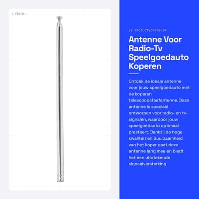 Dailygoods - Antenne Voor Radio-Tv Speelgoedauto - Koperen Telescoopstaafantenne - Duurzaam en Betrouwbaar - Signaalversterking - Geschikt Voor Speelg...