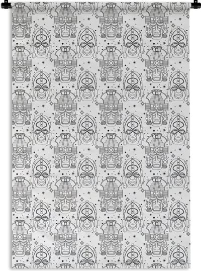 Wandkleed - Wanddoek - Inca - Rituelen - Maskers - Patroon - 120x180 cm - Wandtapijt