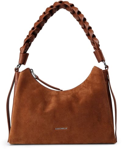 COCCINELLE Leren schoudertas Suede Bimaterial Shoulderbag Cognac / Cognac Lichtbruin