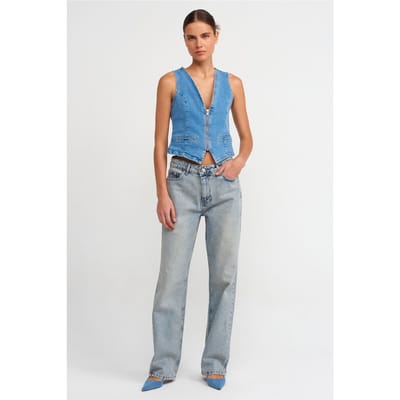 Dames Lage Taille Rechte Jeans