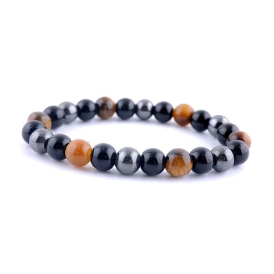 Kralen Armband Natuursteen 8mm Zwart Bruin Grijs