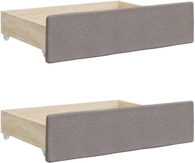 Bedlades 2 stuks - Laden onder bed - Slaapkamer opbergen - Bewerkt hout stof - Taupe