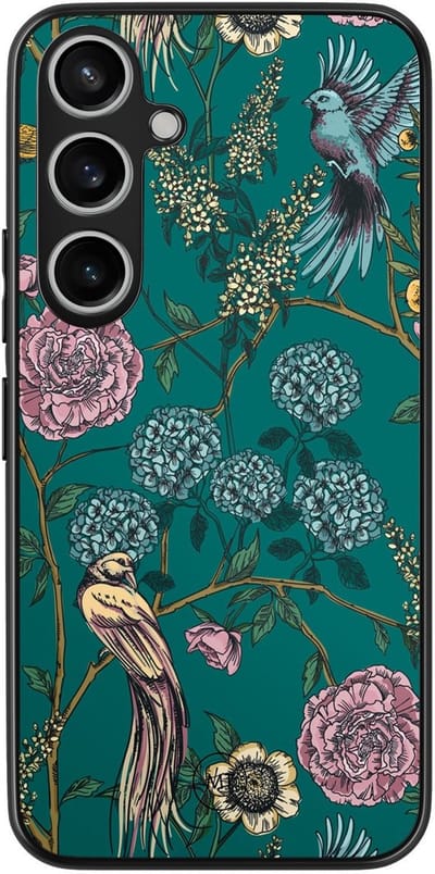 Hoesje geschikt voor Samsung Galaxy A15 - Vogels Japanse bloemen - TPU Hard Case Backcover - Groen - Mooie Telefoonhoesjes
