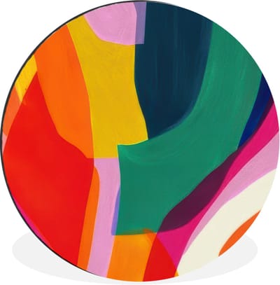 WallCircle - Wandcirkel - Muurcirkel - Vormen - Golvend - Abstract - Felroze - Aluminium - Dibond - 30x30 cm - Binnen en Buiten